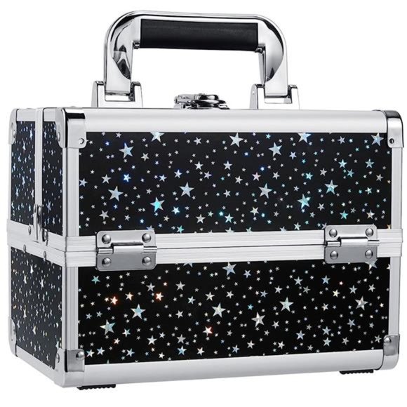 Makeup Train Case Portable Cosmetic Box 2 Trays with Mirror Lockable for Makeup - Picture 1 of 6